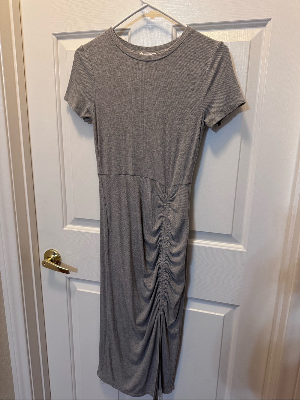 Sophie Rue Heather Gray Ruched Midi Dress